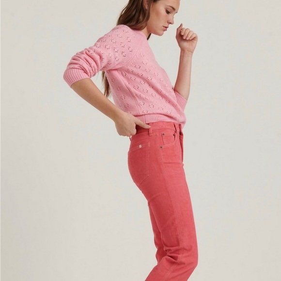 Lucky Brand Mid Rise Authentic Straight Crop Corduroy Jean in Pink, Size 6 - Picture 5 of 10